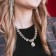 The necklace "Jewel" drop, white color in silver, 34 cm