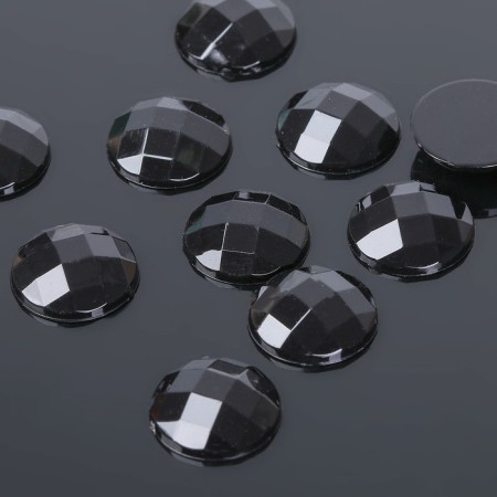 Flat adhesive rhinestones (set 10 pcs), 14mm, black color