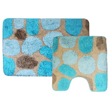 A set of bathroom rugs “Laura”, 2 pcs: 50 x 80 cm, 55 x 55 cm, blue color