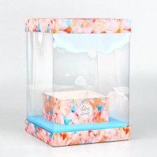 Box for flowers with a vase and PVC windows folding 