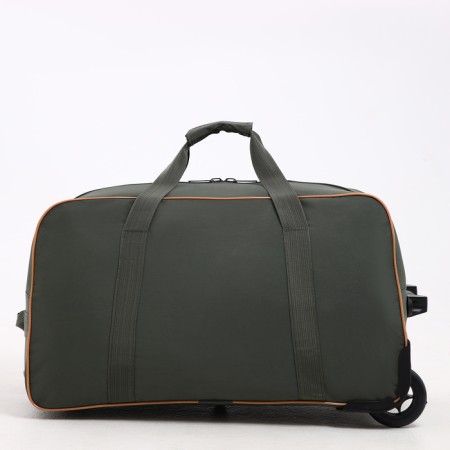 Road bag on wheels, long belt, green/beige color-1