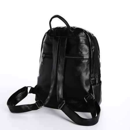 Women's backpack made of artificial leather with lightning, black color-1
