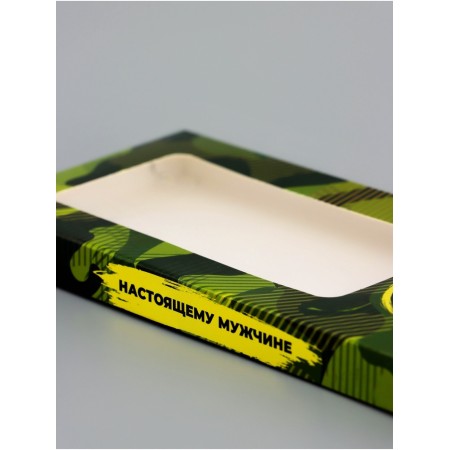 Gift box for tiles of chocolate, with a window, a "real man", 17.1 x 8 x 1.4 cm-1