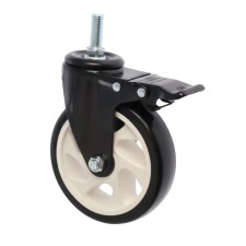 Wheel furniture tundra, d = 125 mm, rotary, with a foot 12x30 mm, with a brake, black