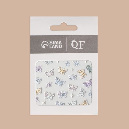 Nail stickers "Magic butterflies", voluminous, multi -colored-3