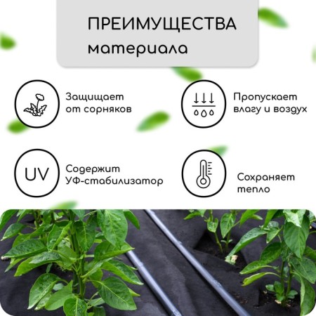 Mulching material, with perforation, 10 × 0.8 m, density 80 g/m², spanbond with UV stabilizer, black, Greengo, economy 30%-1