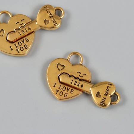 Magnetic metal lock "Key and lock" gold 2.3x3.4x0.5 cm