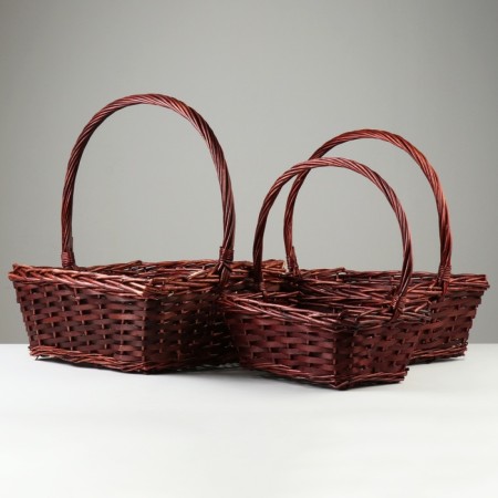 A set of baskets, 43x32x16/43 cm, 37x26x14/37 cm, 31x20x12/35 cm, 3 pcs, willow