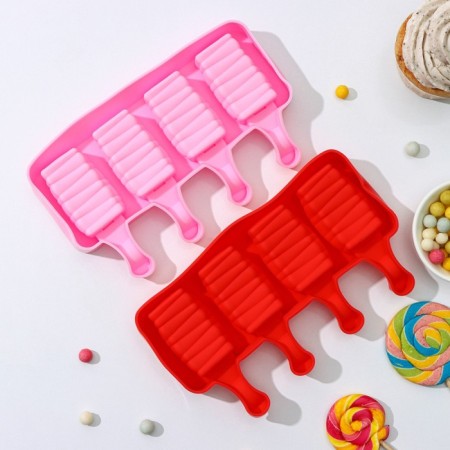 Ice Cream Form "Venice", silicone, 19.3 × 11 × 2.4 cm, 4 cells (5.5 × 2.9 cm), Mix color-7