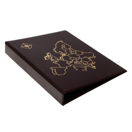 Album for coins on rings, optima format 230 x 265 mm Calligrata "map", includes up to 20 sheets, PVC cover, brown-1