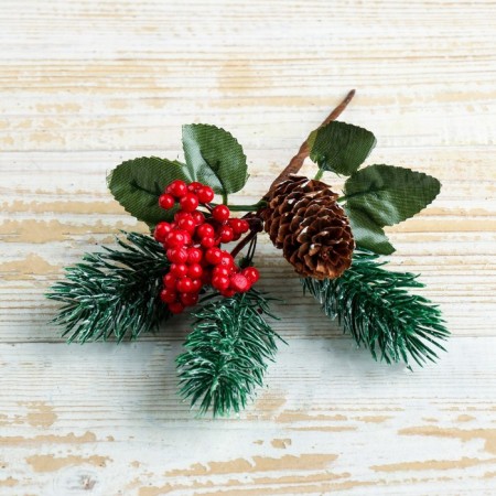 Decor "Winter Miracle" berries bumpy needles 19 cm