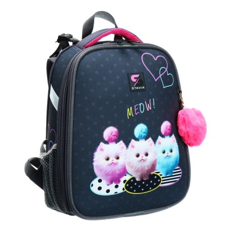 School backpack 38 x 30 x 16 cm, ergonomic back, Stavia "Fluffy", gray-1
