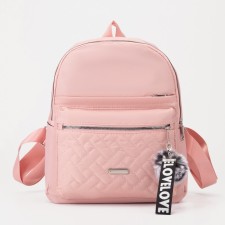 City backpack from textiles, 2 outer pockets, 4 pockets, pink color