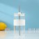 Glass glass with a lid and tube "Frutis", 410 ml, color mix
