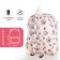 School backpack of textiles on a zipper, 3 pockets, beige/pink color