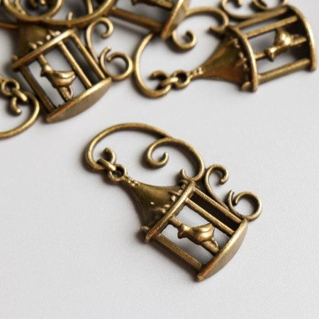 Decor Metal for creativity "The suspended cage with a bird" under brass (CG1226)