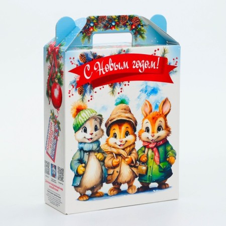 New Year. Gift box New Year's gift "Cartoon" with animation 16.8 x 6.8 x 20, 9 cm.-1