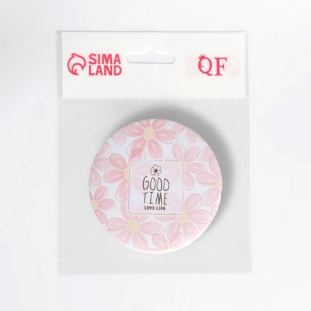 Folding mirror "tenderness", d = 7.5 cm, pink color-5