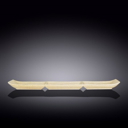 Rectangular dish Wilmax England Sand Stone, 3-section, size 40.5x13 cm, sandy color-1