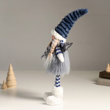 Interior doll "Angel in a gray-blue outfit, silver wings" 44 cm-3