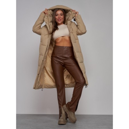 Coat insulated winter female, size 44, color light brown-16