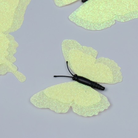 Magnet Plastic "Butterfly Double Wings - Shine" Light green set 12 pcs-1