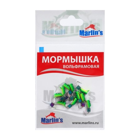 Mormyshka tungsten Marlin’s nails, 2.5 mm, weight 0.7 g, green, yellow + gasoline, 10 pcs-1