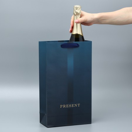 Gift package for two bottles, packaging, "Present", 35 x 20 x 9 cm-1