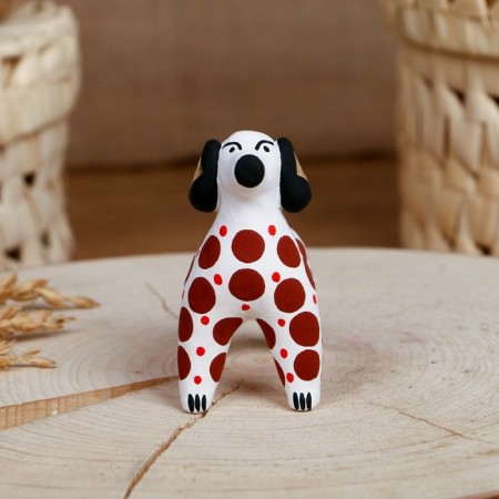 Dymkovo toy "Brown dog" 7 cm-1