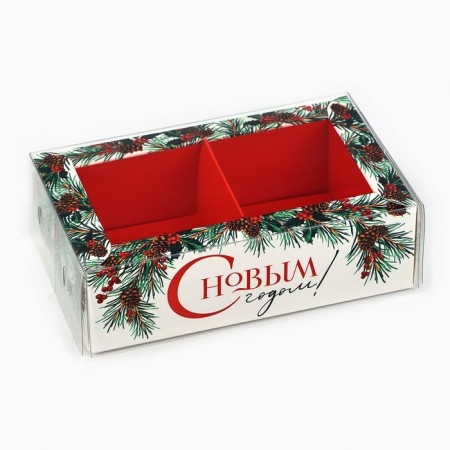 Box for 2 sweets with cells “Happy New Year!”, 10 x 6 x 3 cm, New Year-1