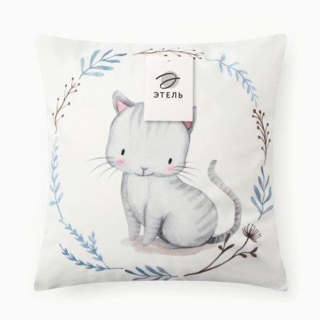 Case on the pillow Ethel "Gray Cat", 40*40 cm, 100 p/e, velor-4