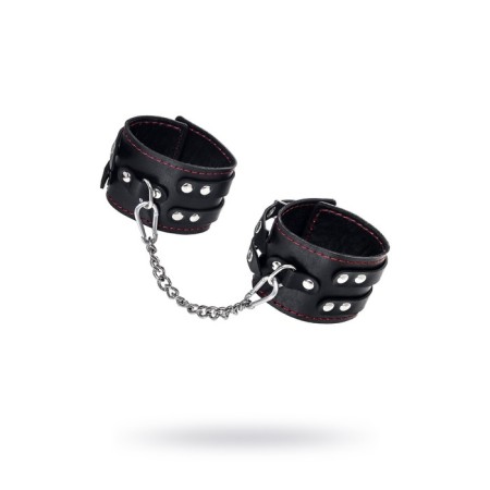 Shackles with two belts and a black Pecado BDSM lining, genuine leather, black