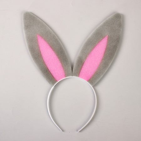 Carnival rim "ears of a hare", foam rubber, gray-pink color-1