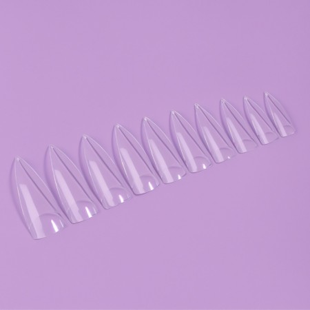 Tips for nail extension, 100 pcs, forms of almonds, short contact zone, transparent color-2