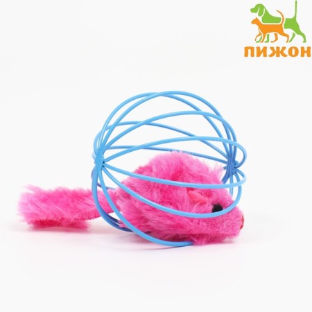 Toy "Mouse in a ball", 6 cm, blue/pink