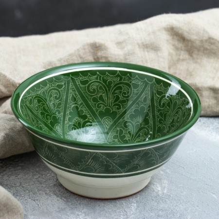 Rishtan ceramics "Patterns", 18 cm, large, green-1
