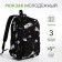 Young backpack from textiles on lightning, 3 pockets, black/light green color