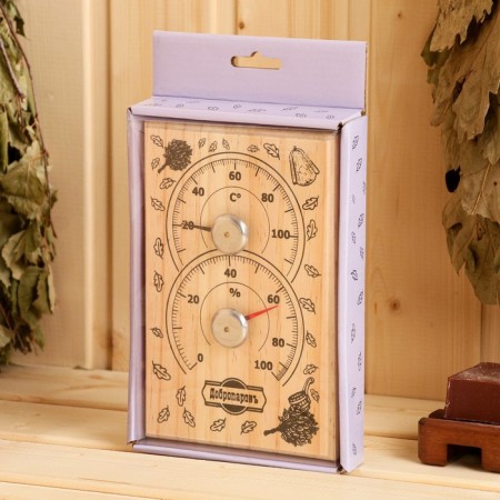 Thermometer-gigrometer "with a light steam", wood-3