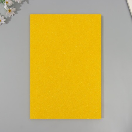A set of glitter foamiran (5 sheets) 2 mm, 20x30 cm, yellow-3