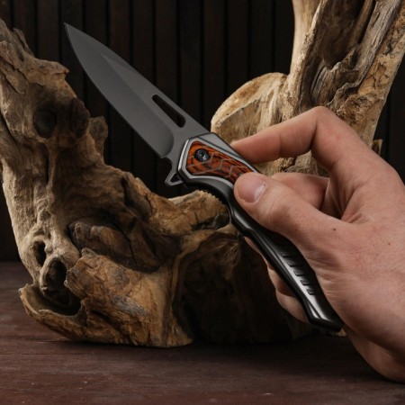 Folding "Predator" semi -automatic, wood lining, 22cm, blade 9.3cm-8