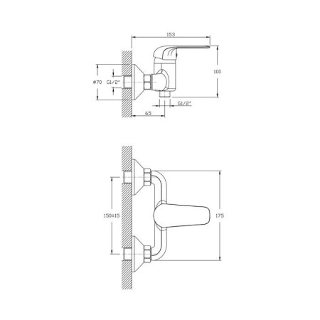 Shower mixer rush fiji fi1835-63, single-rowing, mounted in the wall, chrome-1
