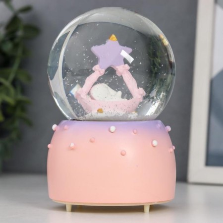 Souvenir polystone water ball light, music "Sleeping bunny" d = 8 cm mix 12.5x8x8 cm-6