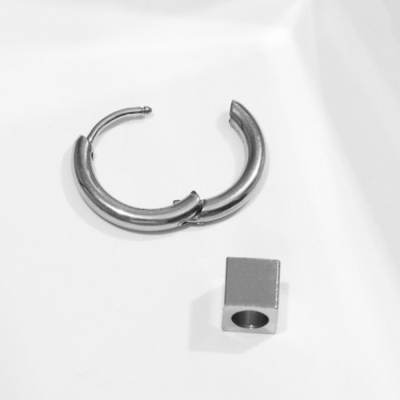 Piercing in the ear "Ring" Cube, d = 12 mm, color silver-2