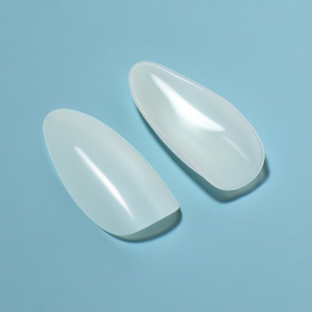 Tips for nail extension, 100 pcs, oval shape, full coating, container, milk color-4