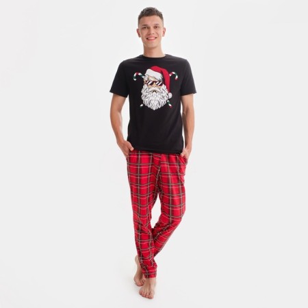 Pajama New Year's male KAFTAN "Santa Claus", red/black color, size 50-7