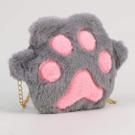 Plush "paw" bag, gray color-2