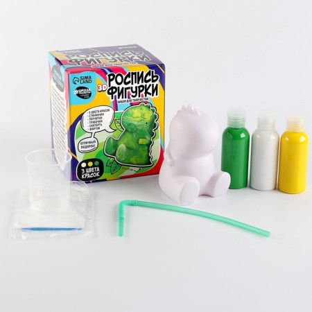 Set for creativity. Drawing by acrylic on the plastic figure "Dinosaurus"-2