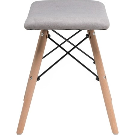 Stool Ben array of beech/metal/fabric, natural/gray 40x40x44 cm-2