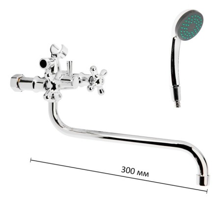 ONIX A1111 bathtub mixer, pour length 30 cm, ceramic crane-bokes, chrome