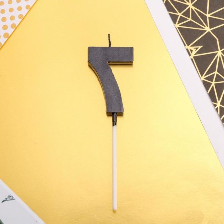 Candle for the cake, number "7", black.-5